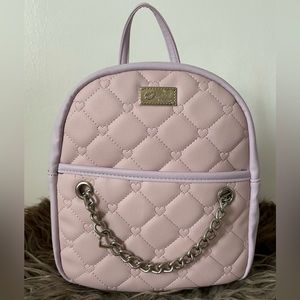 Luv Betsey Johnson Bag Quilted Vienna Backpack w/ Chain Soft Pink & Lilac Purple